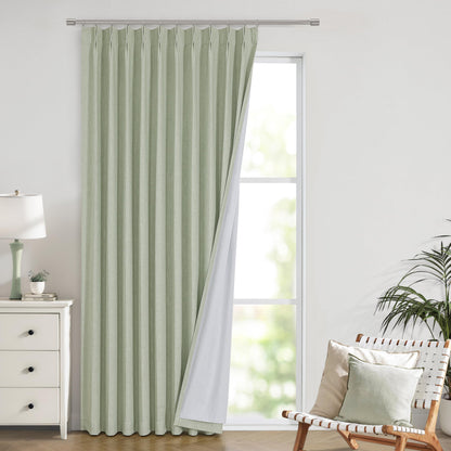 Vision Home Sand Pinch Pleated Full Blackout Curtains Linen Blended Room Darkening Window Curtains 95 inch for Living Room Bedroom Thermal Insulated Pinch Pleat Drapes with Hooks 2 Panel 40" Wx95 L