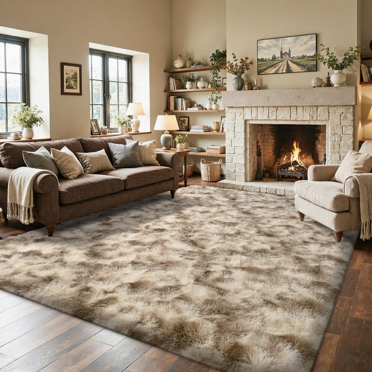 5x7 Black Area Rugs for Living Room, Large Fluffy Shag Bedroom Rugs Non-Slip, Ultra Soft Plush Carpet for Nursery Kids PlayRoom Dorm Office Indoor Modern Carpets