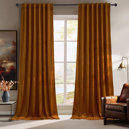 RYB HOME Blue Velvet Blackout Curtains for 84 inches Bedroom Living Room