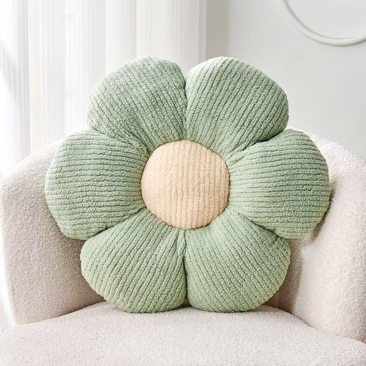 Kcvvcr Flower Throw Pillow, Soft White 14.9" Shaped Floor Pillow for Home Decor, Cute Aesthetic Plush Decorative Pillows for Bed, Sofa, Couch