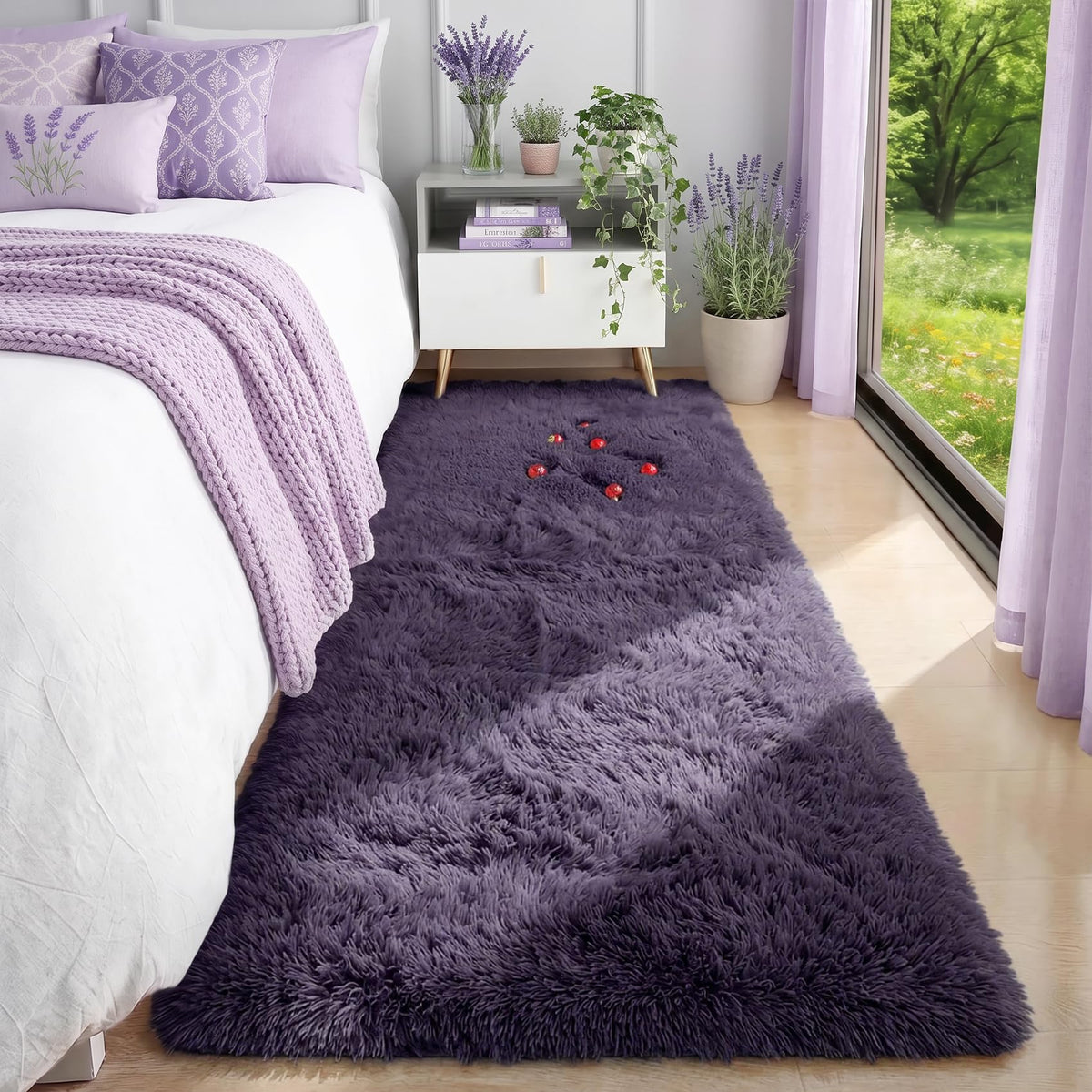 Fluffy Grey Rug for Bedroom 4x6, Modern Area Rugs for Kids Room Living Room