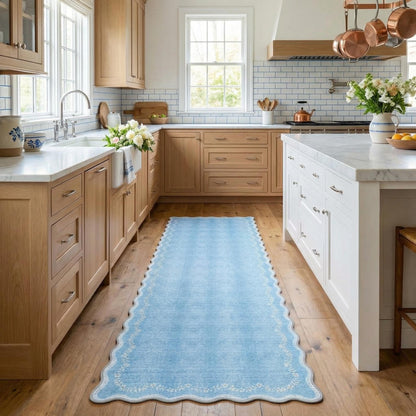 GarveeHome 5x7 Scalloped Area Rug Jute Washable Bedroom Living Room Rug