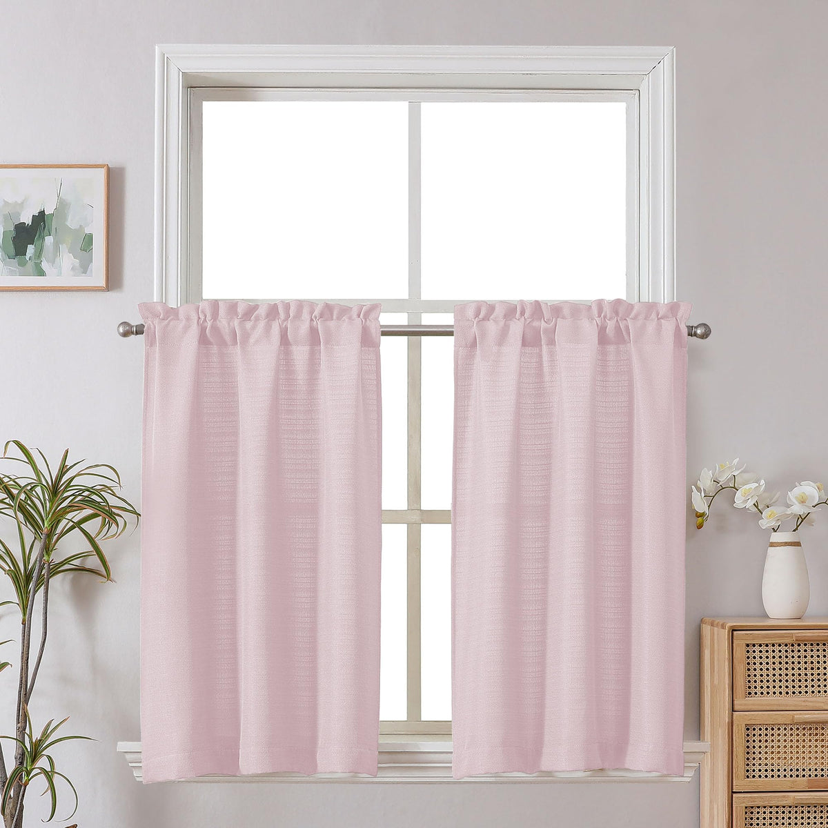 Chyhomenyc White Curtains 84 Inch Length 2 Panels 40Wx84L inches