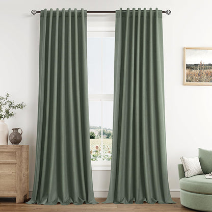 Guken Cream Linen Blackout Curtains 84 Inch Length 2 Panels Set for Living Room Bedroom Back Tab Thermal Insulated 100% Black Out Drapes Room Darkening Window Curtain Ivory Natural Beige