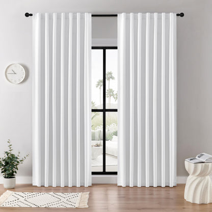 Joydeco Blackout Curtains for Bedroom, Black out curtains 96 inch long 2 Panels, Long Black Drapes with Rod Pocket Back Tab, Room Darkening Noise Reducing & Wrinkle-Free Drapes for Living Room Windows