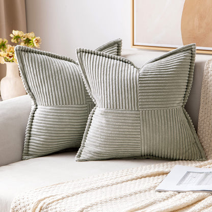 MIULEE Decorative Throw Pillow Covers for Couch 18x18 Inch Beige 2 Pack