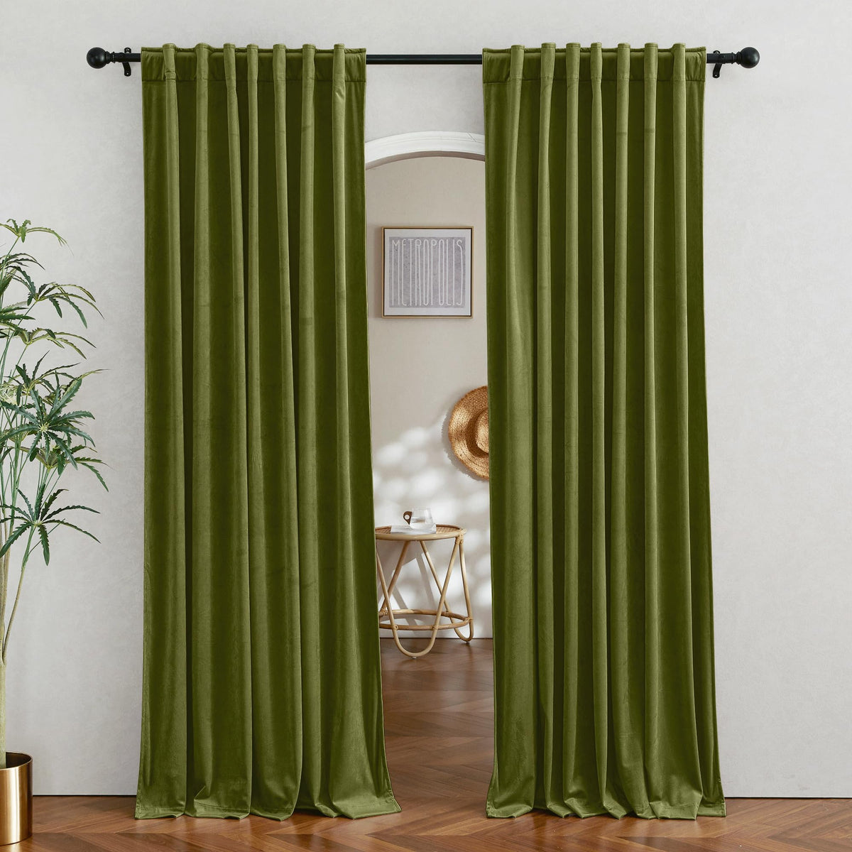 RYB HOME Blue Velvet Blackout Curtains for 84 inches Bedroom Living Room