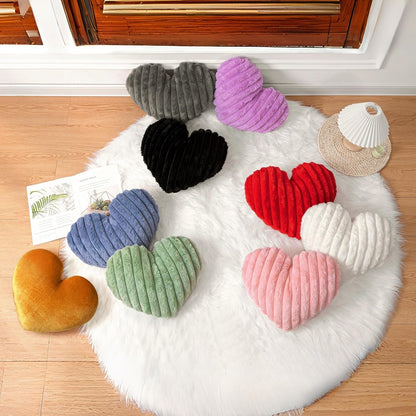 16 Inch White Heart Pillow Cute Fluffy Decorative Throw Pillows for Bed