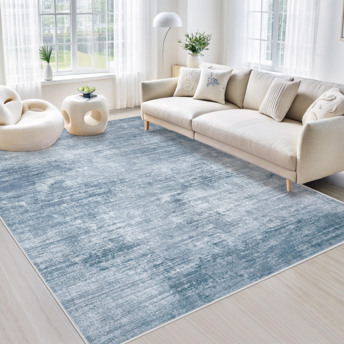 Area Rugs 8x10 Living Room: Washable Rug Modern Abstract Large Rugs Soft Non Slip Neutral Rug Stain Resistant Indoor Carpet for Bedroom Kitchen Dining Room Table Nursery Home Office Rugs(Beige,8'x10')