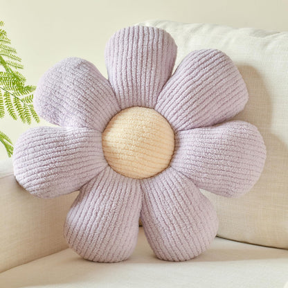Flower Shaped Pillow, Daisy Decorative Throw Seat Cushion, 14.9" Ivory
