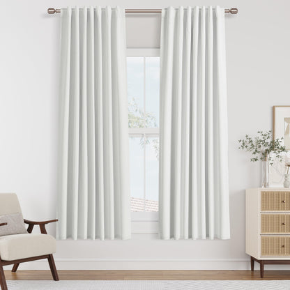 Guken Cream Linen Blackout Curtains 84 Inch Length 2 Panels Set for Living Room Bedroom Back Tab Thermal Insulated 100% Black Out Drapes Room Darkening Window Curtain Ivory Natural Beige