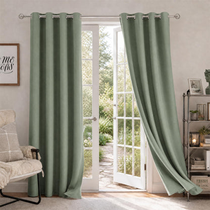 HOMEIDEAS Blackout Curtains for Bedroom 52 X 84 Inch Long 2 Panels Set Light Grey/Gray Room Darkening Curtains/Drapes, Soundproof Thermal Grommet Window Curtains for Living Room