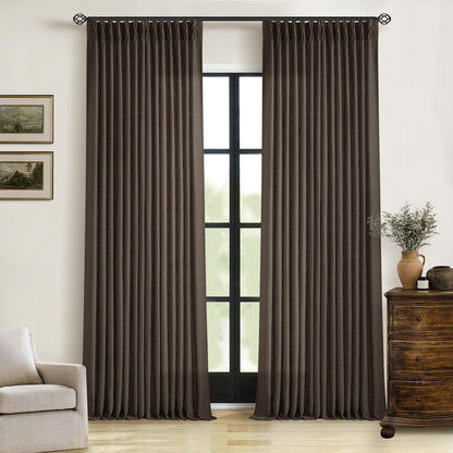 TWODRAPES Natural Pinch Pleated Linen Semi Sheer 84 Inch Curtains 2 Panels