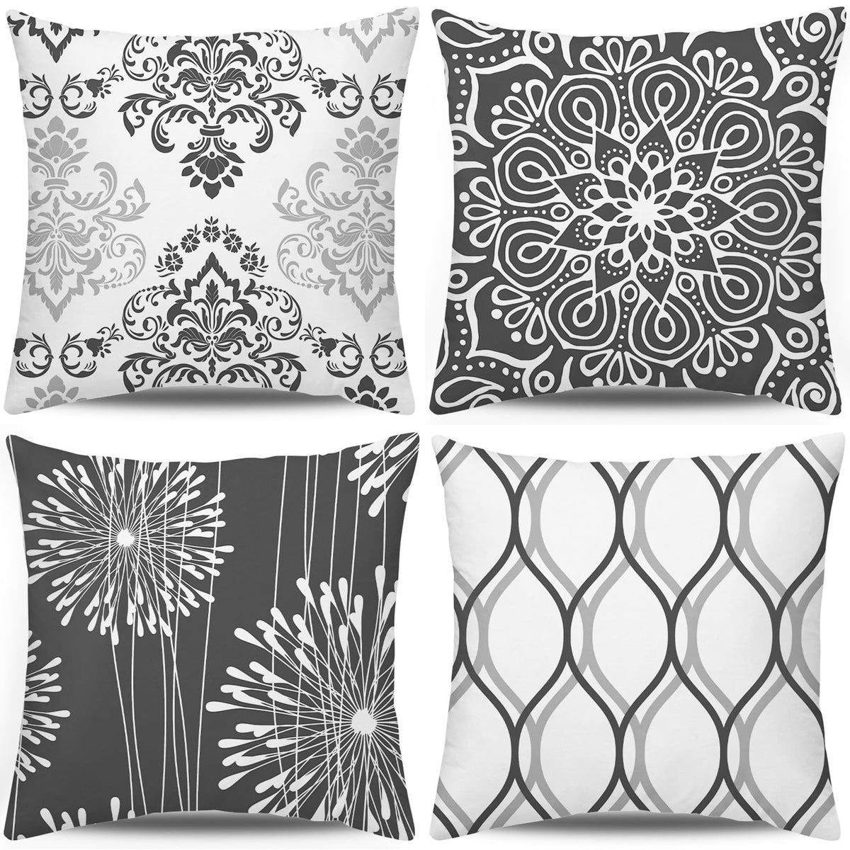 Coliuso Decorative Throw Pillow Covers 18x18 Set of 4, Blue Modern Simple Square Pillow Case Cushion Cover for Sofa Couch Farmhouse Outdoor Living Room (Blue, 18"x18")