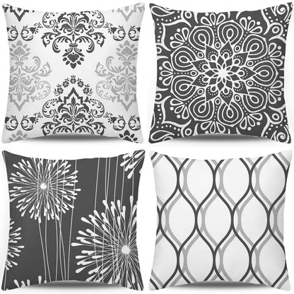 Coliuso Decorative Throw Pillow Covers 18x18 Set of 4, Blue Modern Simple Square Pillow Case Cushion Cover for Sofa Couch Farmhouse Outdoor Living Room (Blue, 18"x18")