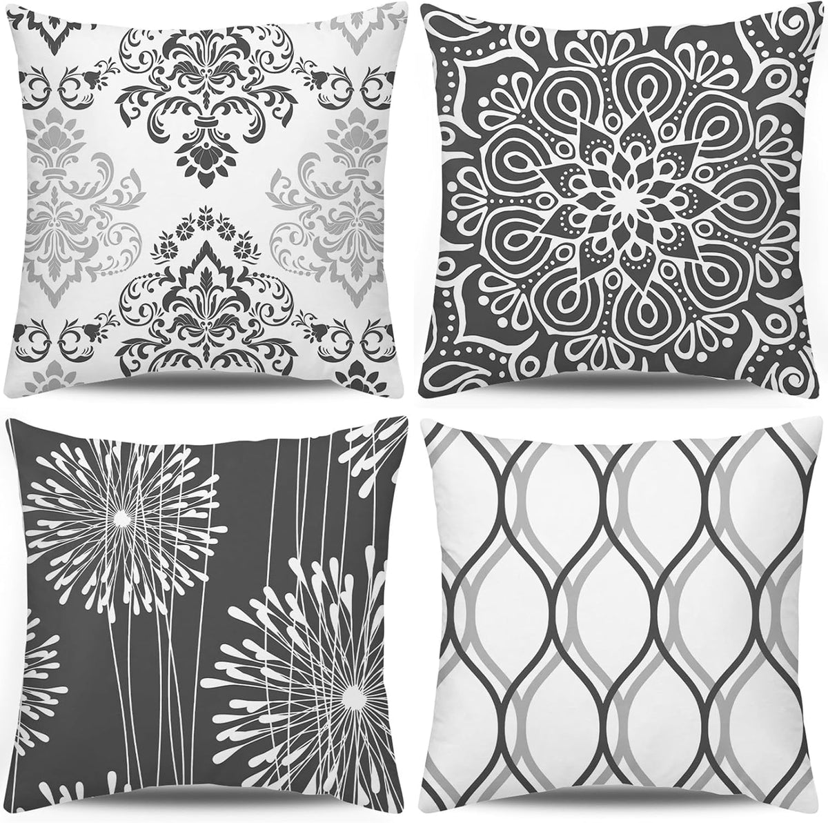 Coliuso Decorative Throw Pillow Covers 18x18 Set of 4, Blue Modern Simple Square Pillow Case Cushion Cover for Sofa Couch Farmhouse Outdoor Living Room (Blue, 18"x18")