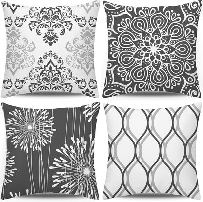 Coliuso Decorative Throw Pillow Covers 18x18 Set of 4, Blue Modern Simple Square Pillow Case Cushion Cover for Sofa Couch Farmhouse Outdoor Living Room (Blue, 18"x18")