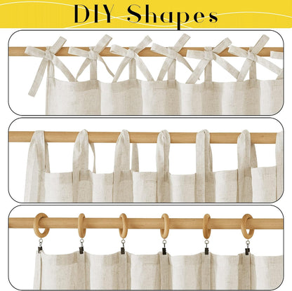 NICETOWN Thick Linen Curtains 84 inch Length 2 Panels Set, Tie Top Light Filtering Curtains Semitransparent Linen Burlap Drapes Privacy for Bedroom/Princess Room, W52 x L84, Natural