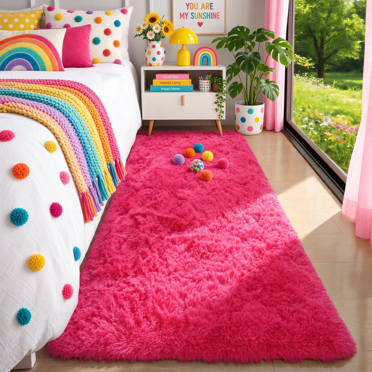 Fluffy Grey Rug for Bedroom 4x6, Modern Area Rugs for Kids Room Living Room