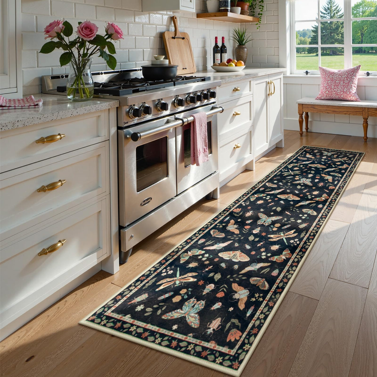 Lahome Bug Washable Area Rugs 5x7, Soft Green Rug for Living Room Bedroom