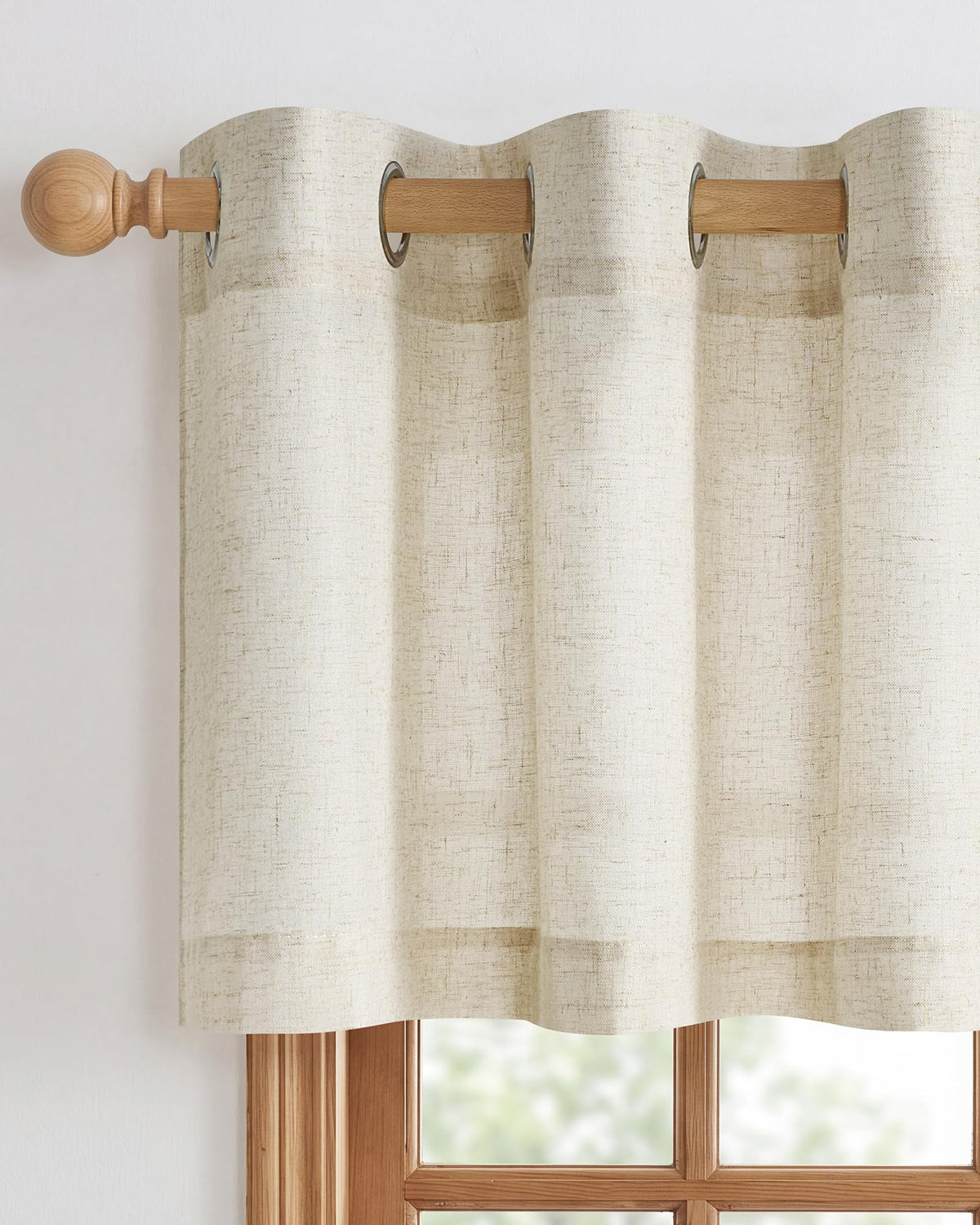 NICETOWN Natural Linen Curtains 84 inch Long 2 Panels Set, Grommet Top Thick Linen Burlap Semi Sheer Vertical Drapes Privacy Assured with Light Filtering for Bedroom/Living Room, W55 x L84