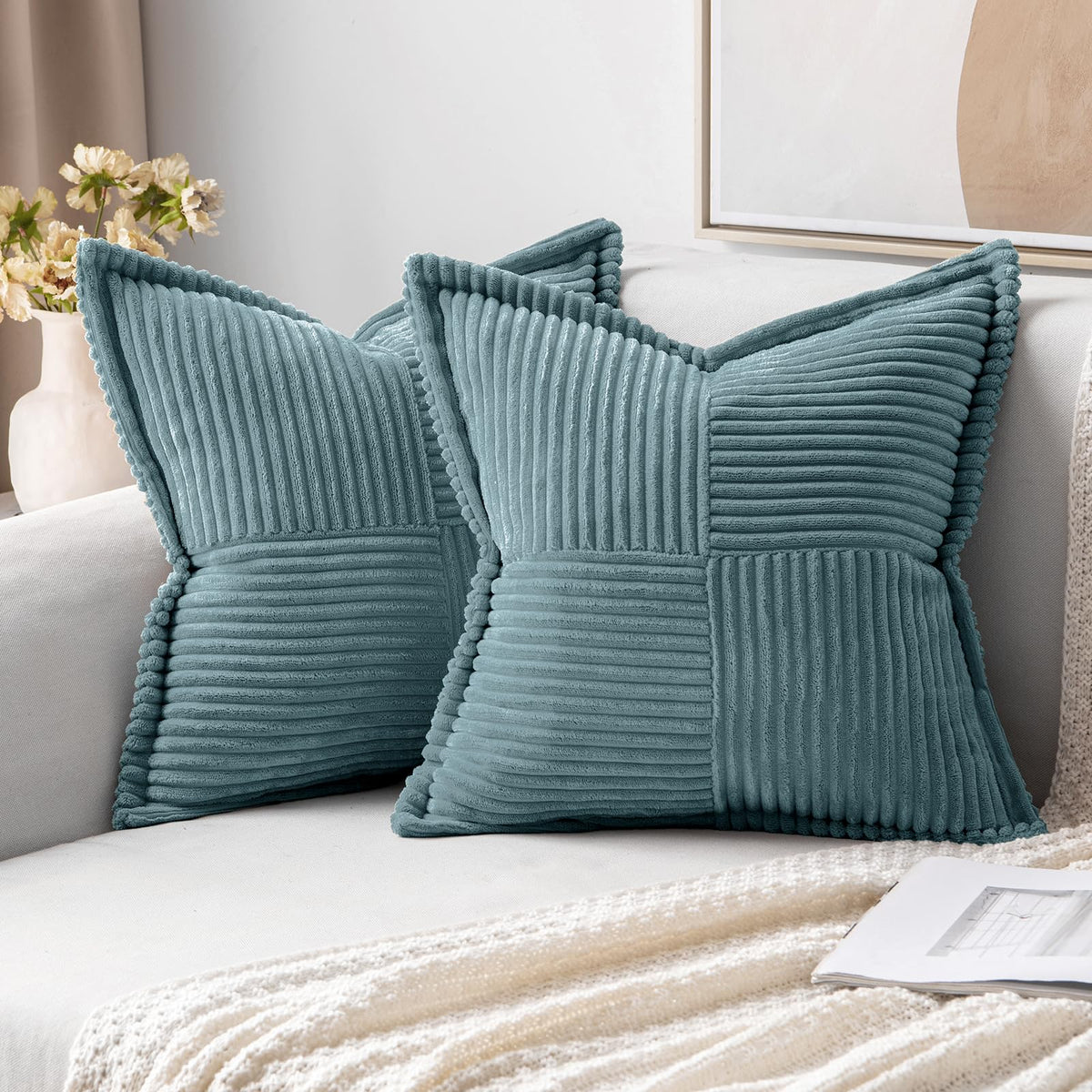 MIULEE Decorative Throw Pillow Covers for Couch 18x18 Inch Beige 2 Pack