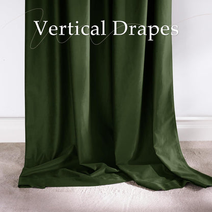 NICETOWN Olive Green Velvet Blackout Curtains 84" Long, 52" Wide, 2 Panels