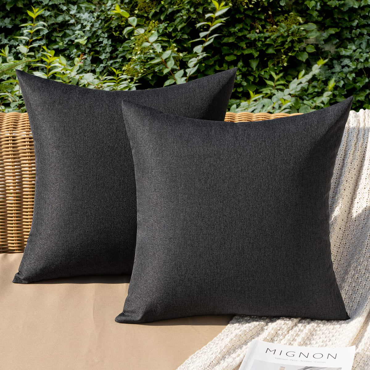MIULEE Decorative Outdoor Pillow Covers Euro Waterproof 24x24 Beige
