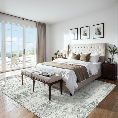 PLHXFR 8x10 Area Rug Living Room: Modern Abstract Washable Carpet Grey