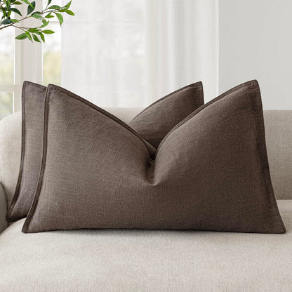 Foindtower Linen Solid Decorative Throw Pillow Covers 20x20 Natural Beige