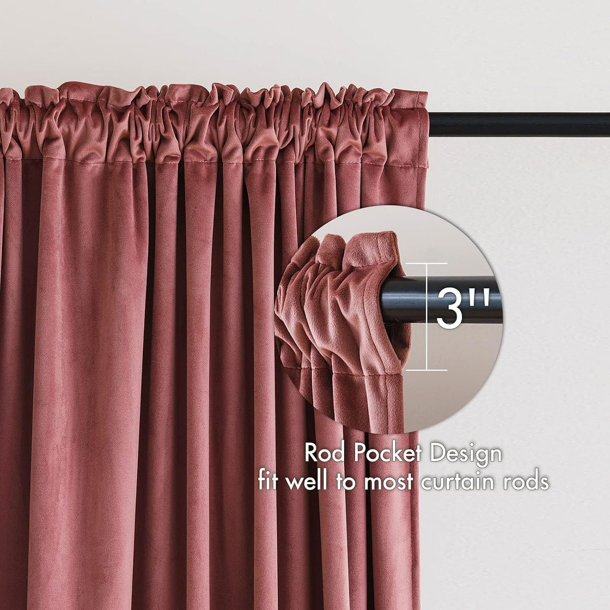 MIULEE Dusty Rose Pink Velvet Room Darkening Curtains for Bedroom W52 x L84