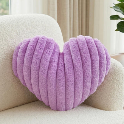 16 Inch White Heart Pillow Cute Fluffy Decorative Throw Pillows for Bed
