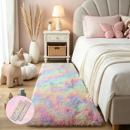 Pink Fluffy 4x6 Area Rugs for Bedroom Girls, Plush Washable Carpet