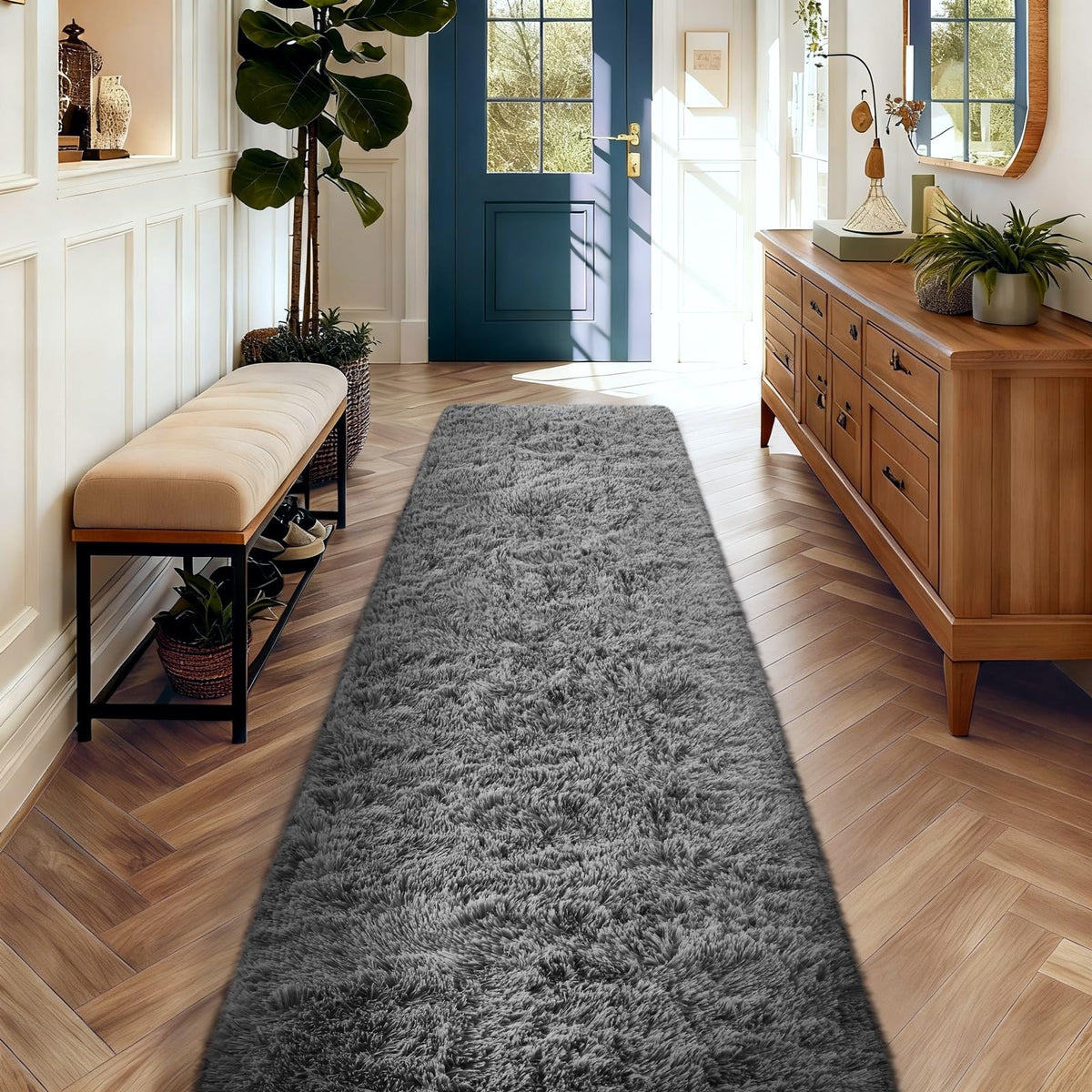 Ophanie Area Rugs for Living Room Bedroom, Washable Non-Slip Fluffy Soft Grey Shag Carpet, Indoor Floor Gray 4x6 Fuzzy Shaggy Living Room Plush Rug for Kids Home Dorm Decor Aesthetic
