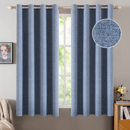 MIULEE 100% Blackout Linen Curtains for Bedroom 52x84 Inches Natural Beige