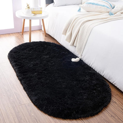 Noahas 2x6 Black Fluffy Soft Runner Rug Non-Slip for Bedroom Dorm Hallway