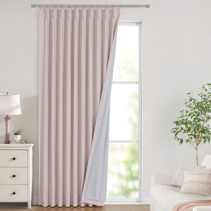 Vision Home Sand Pinch Pleated Full Blackout Curtains Linen Blended Room Darkening Window Curtains 95 inch for Living Room Bedroom Thermal Insulated Pinch Pleat Drapes with Hooks 2 Panel 40" Wx95 L