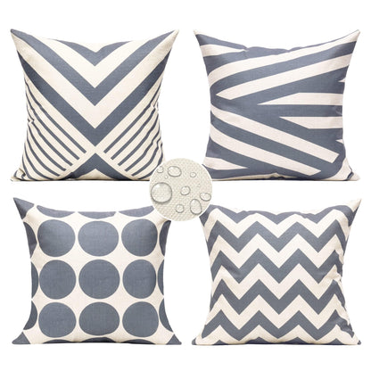 All Smiles Outdoor Waterproof Throw Pillow Covers 18X18 Set of 4,Orange Decorative Cushion Covers Boho Decorations Outside for Patio Furniture Porch Seat Chair Couch Sofa Living Room Geometric