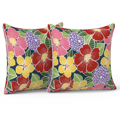 LVTXIII Set of 2 Patio Lumbar Pillows, 12" x 20" Fade Resistant Outdoor Lumbar Pillow with Inners, Fluffy Decorative Garden Lumbar Cushions for Home Patio Coach Sofa Use, Jacobean Black