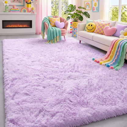 Fluffy Grey Rug for Bedroom 4x6, Modern Area Rugs for Kids Room Living Room