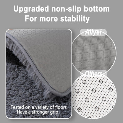 Ultra Soft Runner Rugs for Bedroom Hallways with Upgraded Non-Slip Rubber Backing & Thick Memory Sponge, 2x6 Feet Fluffy Shag Throw Area Rug for Bedside Dorm Dark Grey