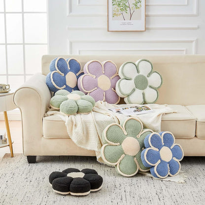Kcvvcr Flower Pillow, Soft Flower Decorative Throw Pillow, Cute Daisy Flower Shaped Seating Floor Cushion Room Décor Plush Pillows for Sofa Couch Bed (13.7 Inch, Sage Green)