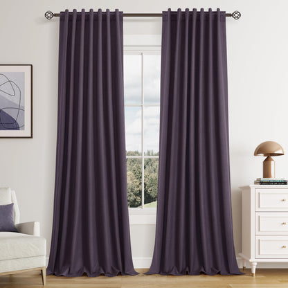 Guken Cream Linen Blackout Curtains 84 Inch Length 2 Panels Set for Living Room Bedroom Back Tab Thermal Insulated 100% Black Out Drapes Room Darkening Window Curtain Ivory Natural Beige