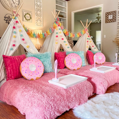 6 Pcs 13.78" Pink Donut Floor Pillow, for Donut Birthday Party Decor