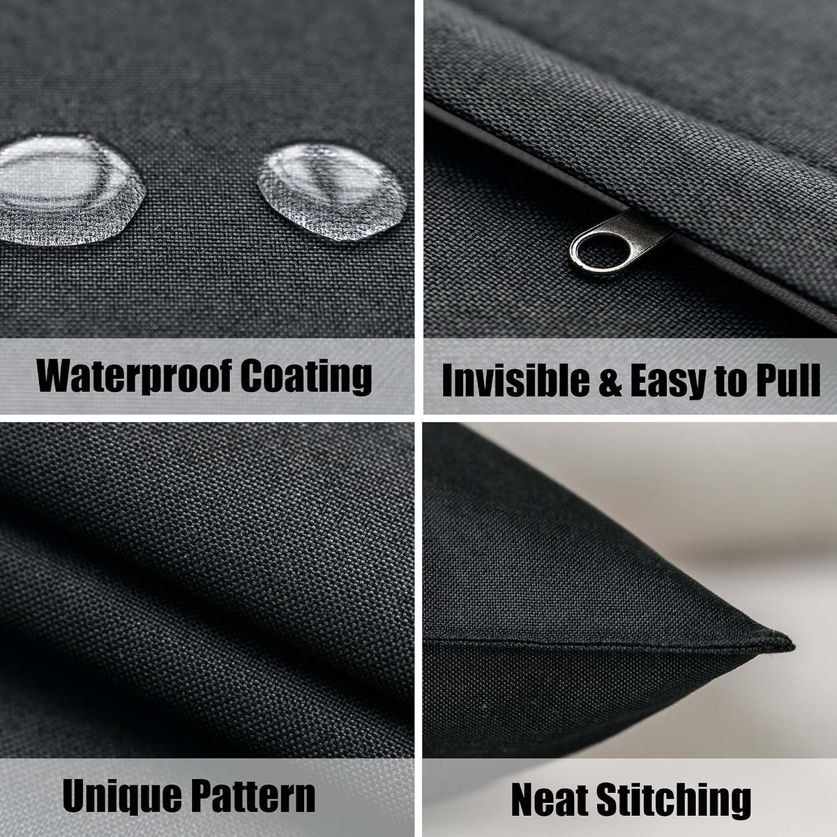 NiNi ALL Waterproof Outdoor Pillow Covers 18x18 Set of 2 Patio Black