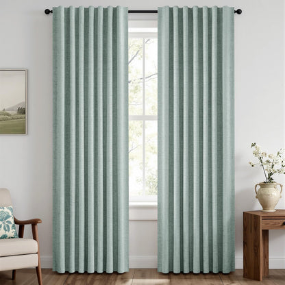 MIULEE 100% Blackout Linen Curtains for Bedroom 42 x 84 Inch Ivory 2 Panels