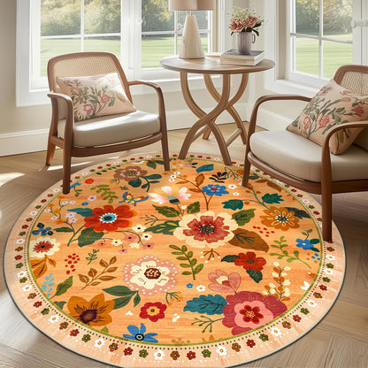 RELEANY Floral Washable 5x7 Area Rugs Pink
