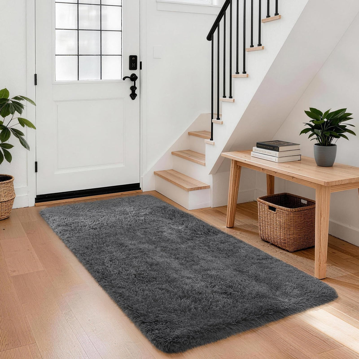 Ophanie Small Rug Upgrade Non Slip Throw Bedside Area Rugs, Fluffy Soft Grey Mini Bedroom Carpet, Affordable Door Entryway Indoor Inside Front Entrance Dog 2x3 Mat, Home Decor Aesthetic, Nursery