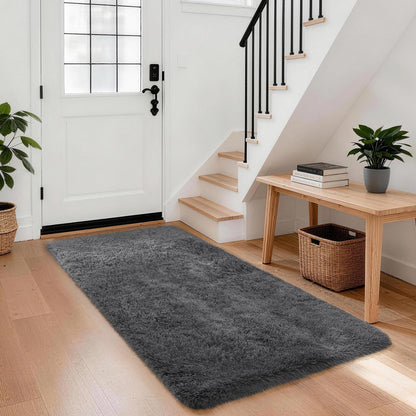 Ophanie Small Rug Upgrade Non Slip Throw Bedside Area Rugs, Fluffy Soft Grey Mini Bedroom Carpet, Affordable Door Entryway Indoor Inside Front Entrance Dog 2x3 Mat, Home Decor Aesthetic, Nursery