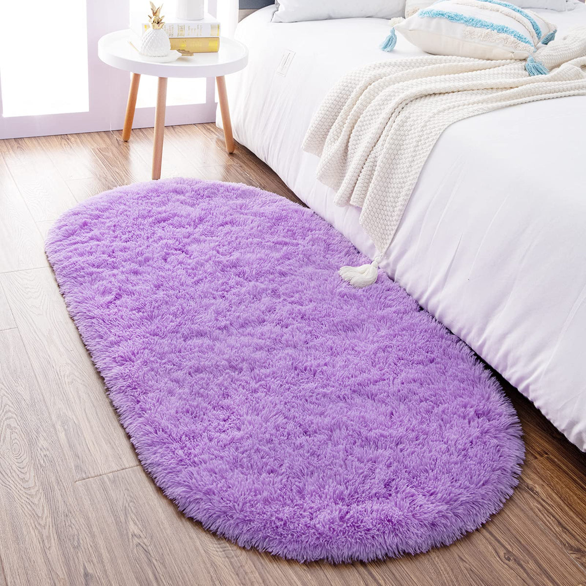 Noahas 2x6 Black Fluffy Soft Runner Rug Non-Slip for Bedroom Dorm Hallway